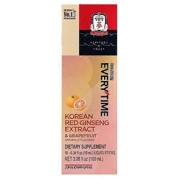 JungKwanJang, Korean Red Ginseng Extract, Everytime, Grapefruit, 10 Sticks, 0.34 fl oz (10 ml) Each