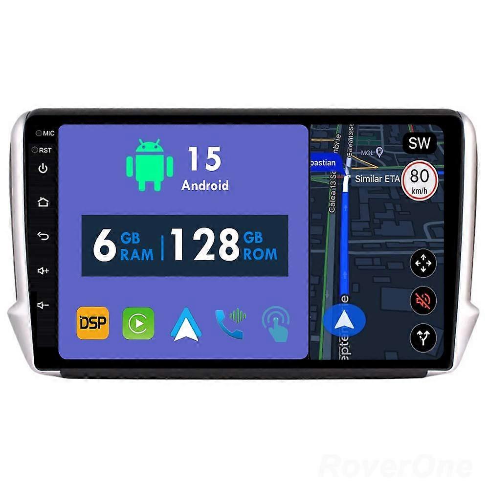Car Radio 6G+128G CarPlay GPS Navigation Head Unit for Peugeot 2008 208 1 2012 - 2020 Android Auto Bluetooth Stereo Touch Screen