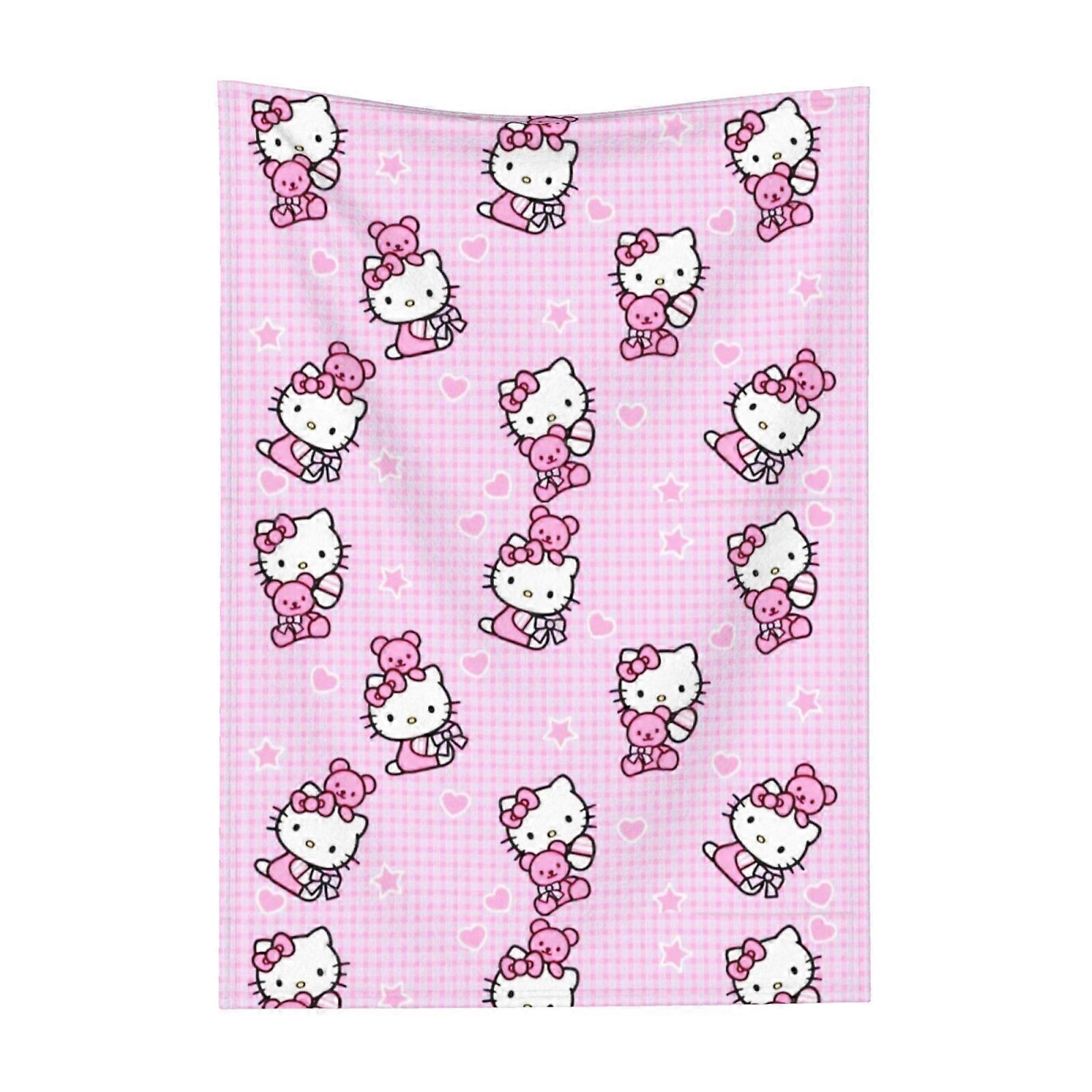 Hello Kitty Pattern Lightweight Soft Flannel Blanket Suitable for Cat Lovers Sofa Living Room Comfortable Plush Blanket 30x40in (Vertical)