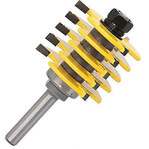 Box Joint Router Bit, 1Pc, Adjustable 5Blade, 3Flute, 8Inch Shank, For Woodworking Tools