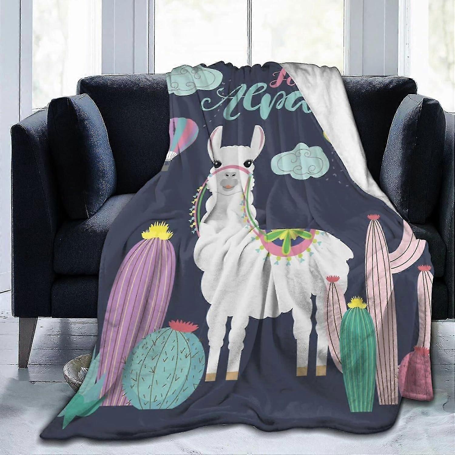 Blanket Cartoon Alpaca Llama Blanket Ultra Soft Throw Blankets Lightweight Plush Flannel Throws For Sofa Couch