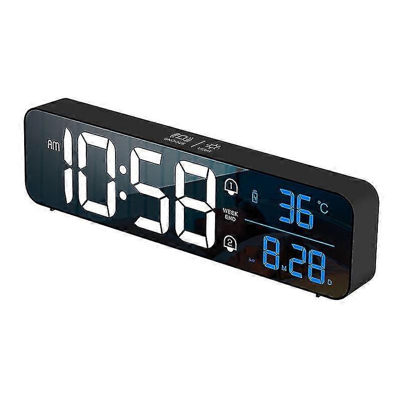 Led Digital Alarm Clock Music Temperature Date Display Desktop Mirror Clocks Home Decoration