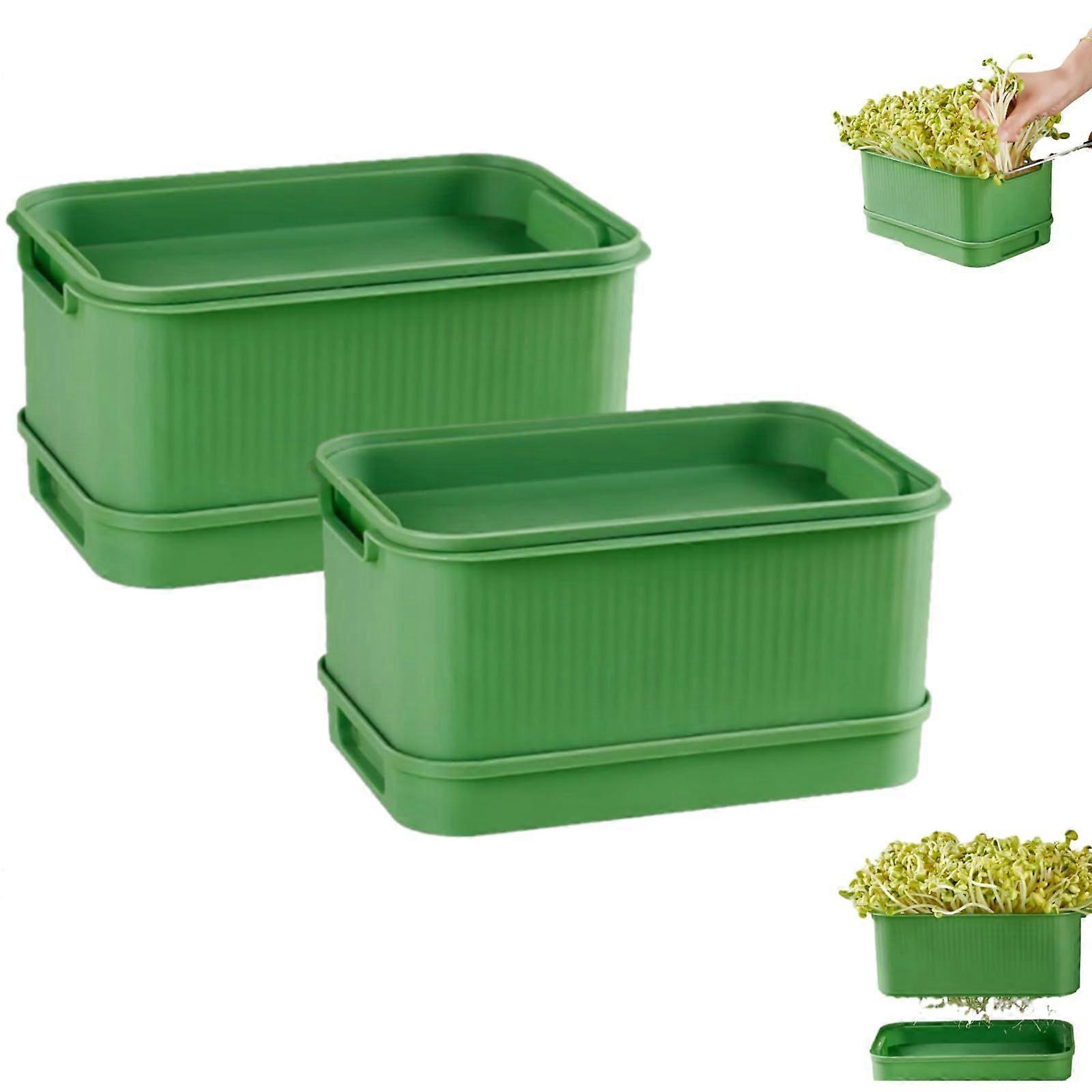 Stackable Bean Sprout Growing Box, Microgreens Sprout Tray with Drainage System for Home Sprouting & Indoor Gardening