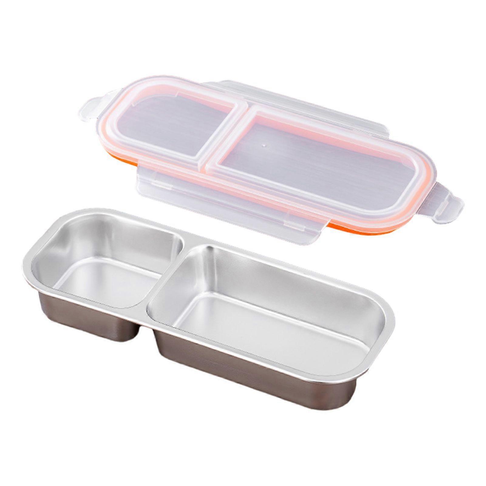 Snack Container with Lids Leak-Proof Bento Box Reusable Condiment Box 2/3 Compartments Sauce Cups Divided Food Storage Containers for School Travel