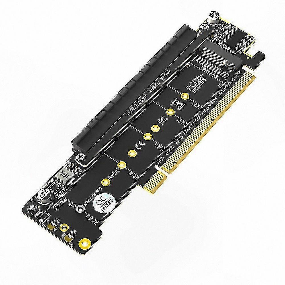 Dual NVMe M.2 SSD Adapter with PCIe 4.0 X16 Interface and Additional PCIe X16 Slot (X8 Signal) for NVMe Storage Solutions