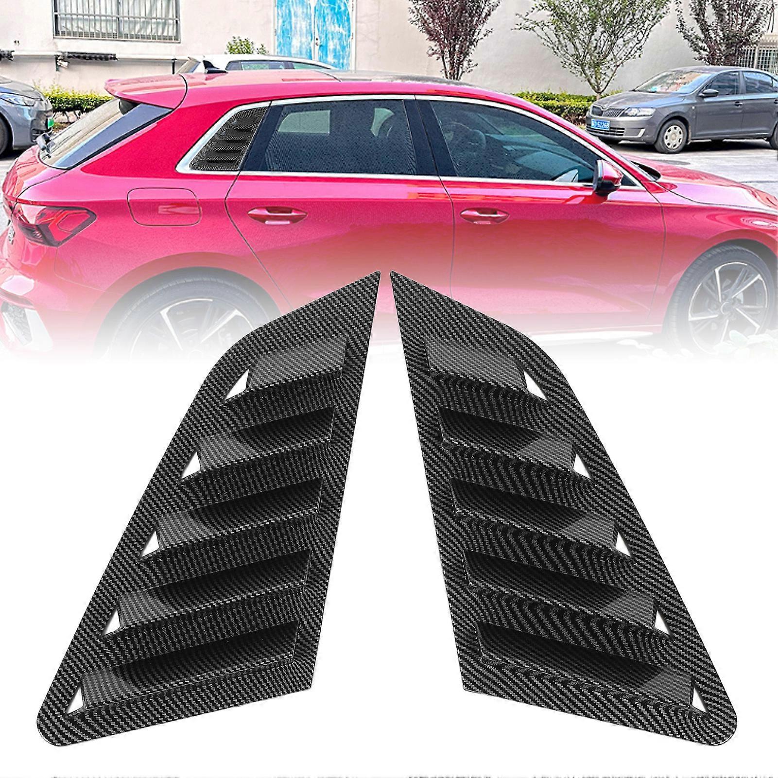 Pair of Rear Window Louver Cover Sturdy ABS Left Right Side Window Shutter Cover Trim for A3 S3 8Y Hatchback Carbon Fiber Style 