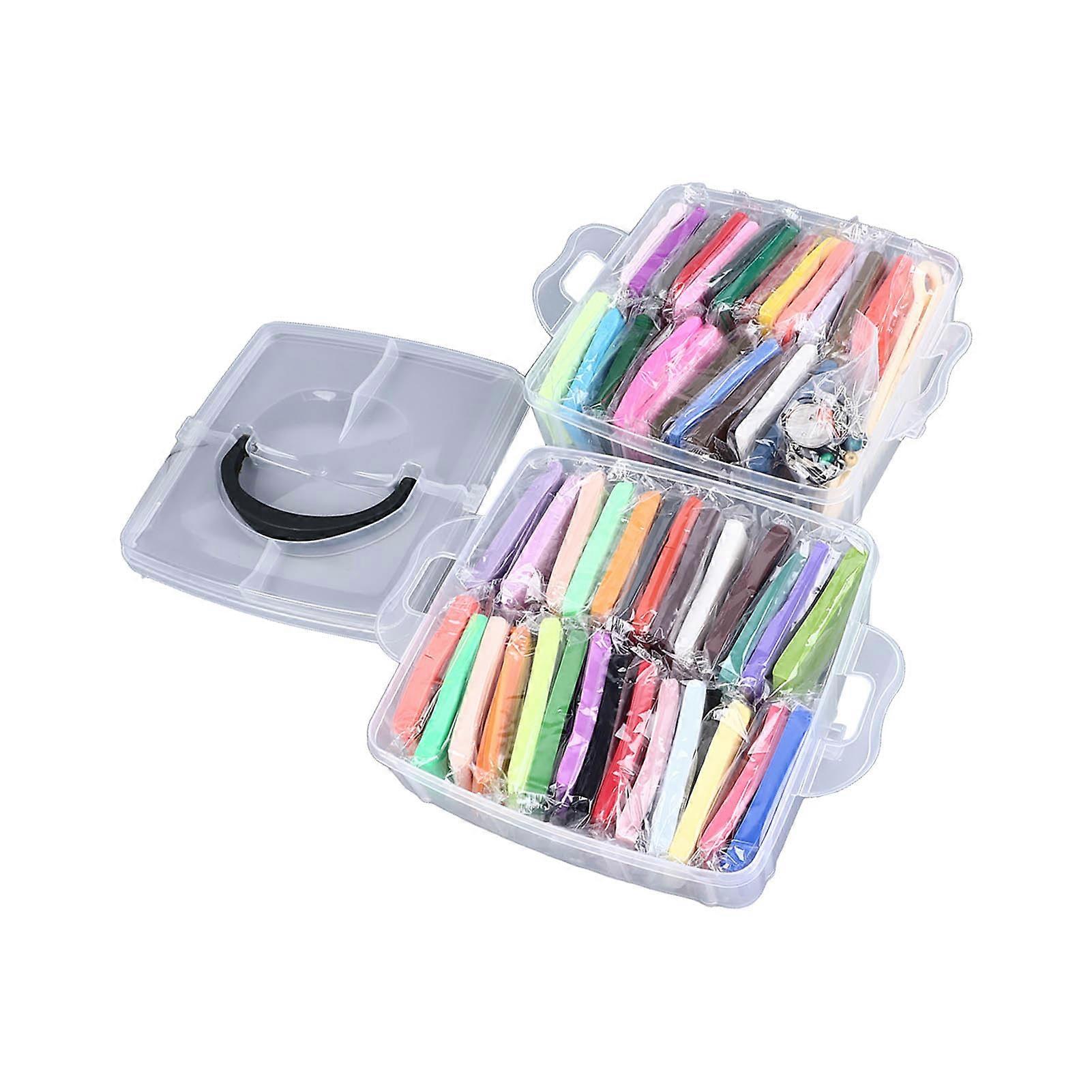 50 Colours Modelling Clay Set Soft Light Safe Easy To Mouldable Polymer Clay Set for Children Over 3 Years Old 