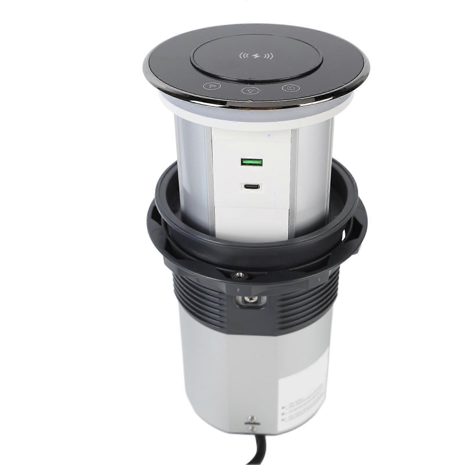 Automatic Pop Up Outlet WiFi Touch Control Intelligent Retractable Recessed Power Strip with 3 Socket 2 USB Port Wireless Charger