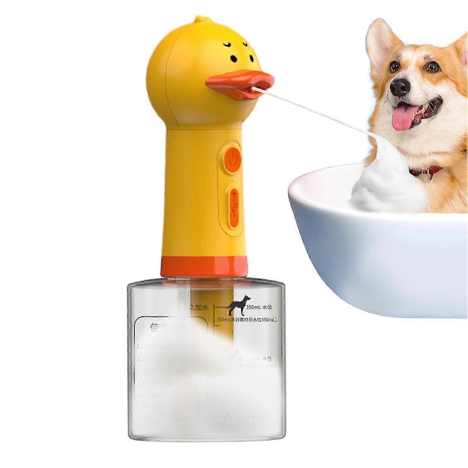 Electric Pet Shampoo Foam Dispenser - 400ml Waterproof Duck Design USB Rechargeable Foam Pump for Dogs and Cats