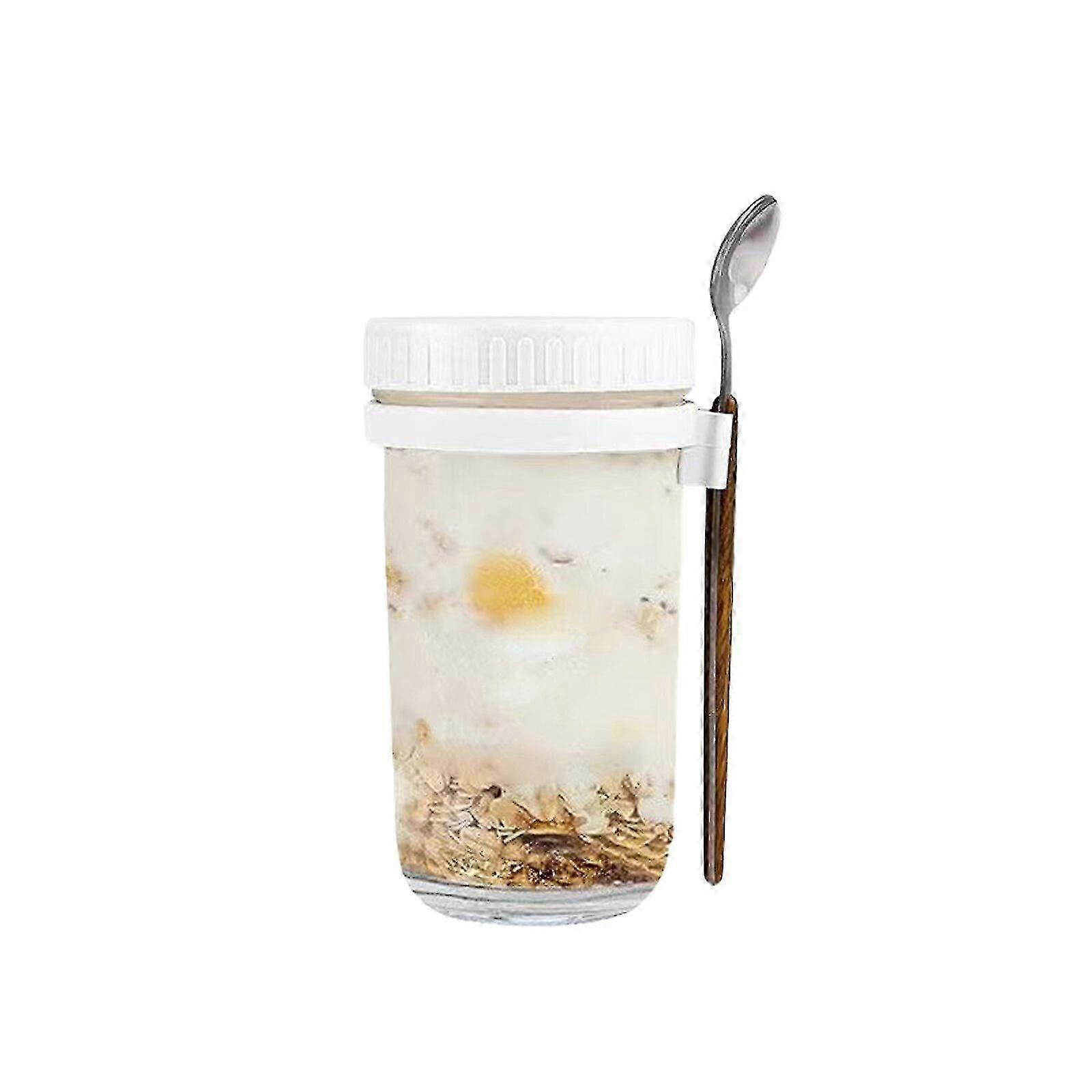 1/2/4 Pack Overnight Oats Jars With Lids And Spoons, 10 Oz Glass Bottles Containers Yogurt Airtight Jars
