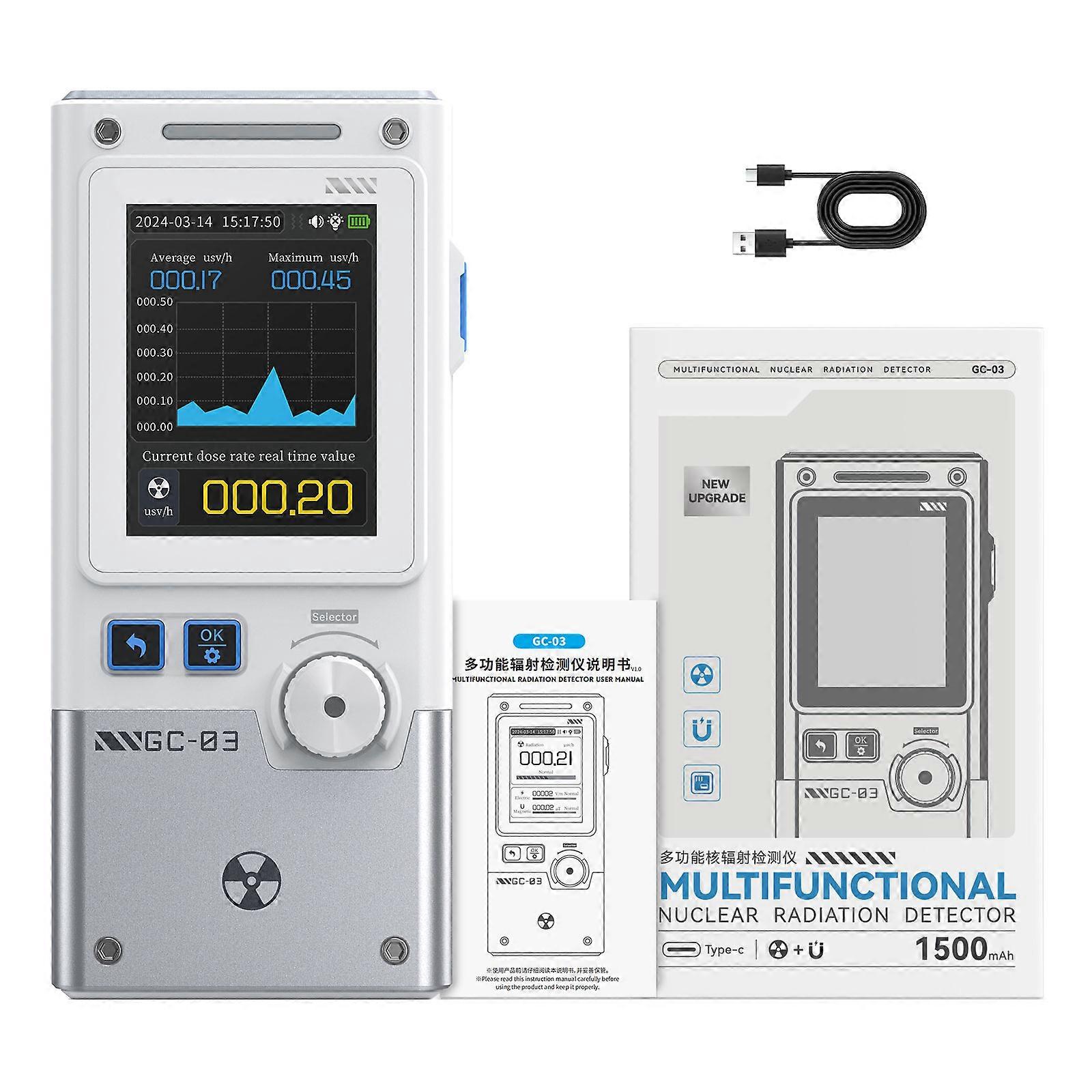 Radiation Electric Magnetic Analyzers Radiation Detection Meter Easy to Use for Home Environmental Safety Applications  White