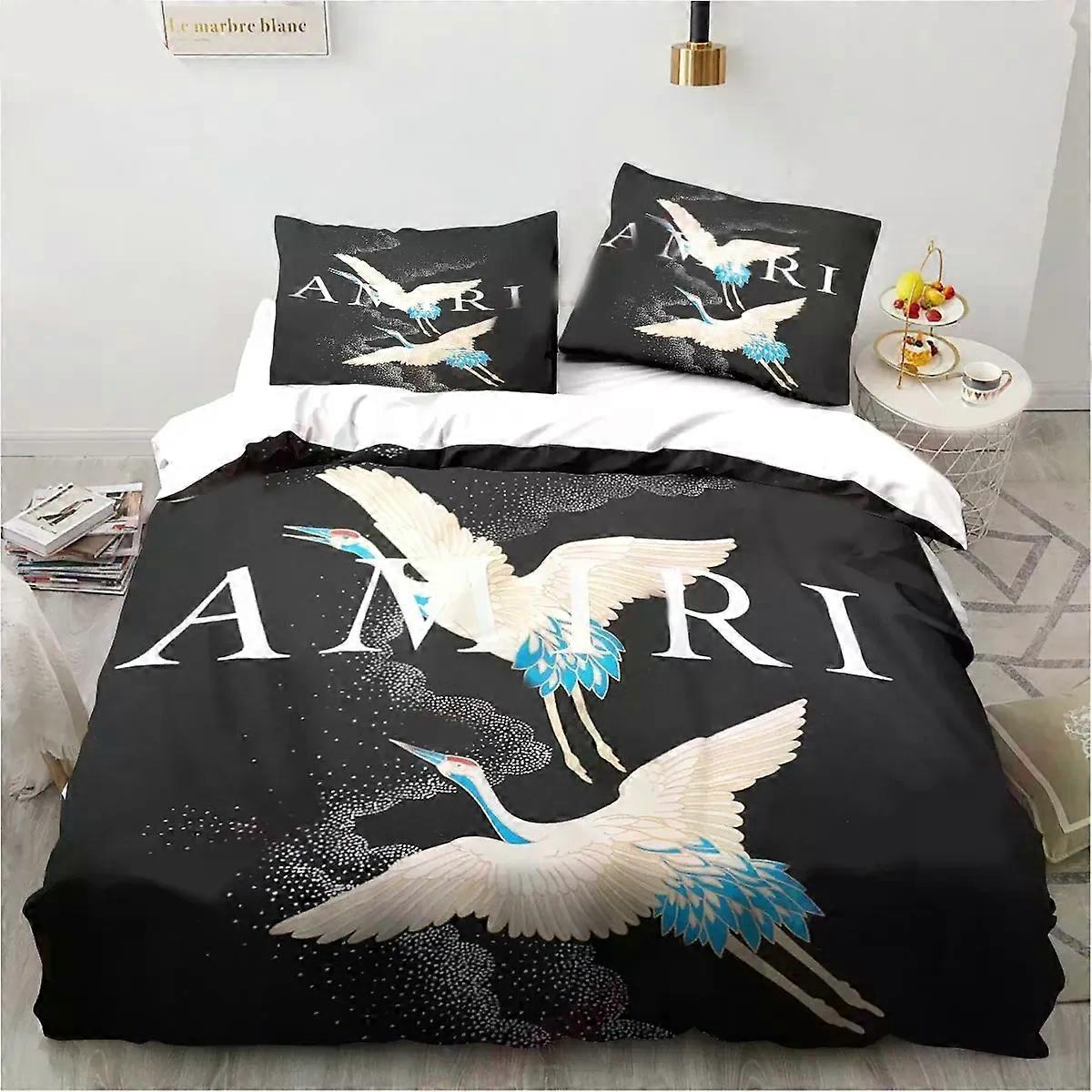 YH295 Bedding Set With Duvet Cover And Pillowcase,Graffiti Pattern,Amiris Logo