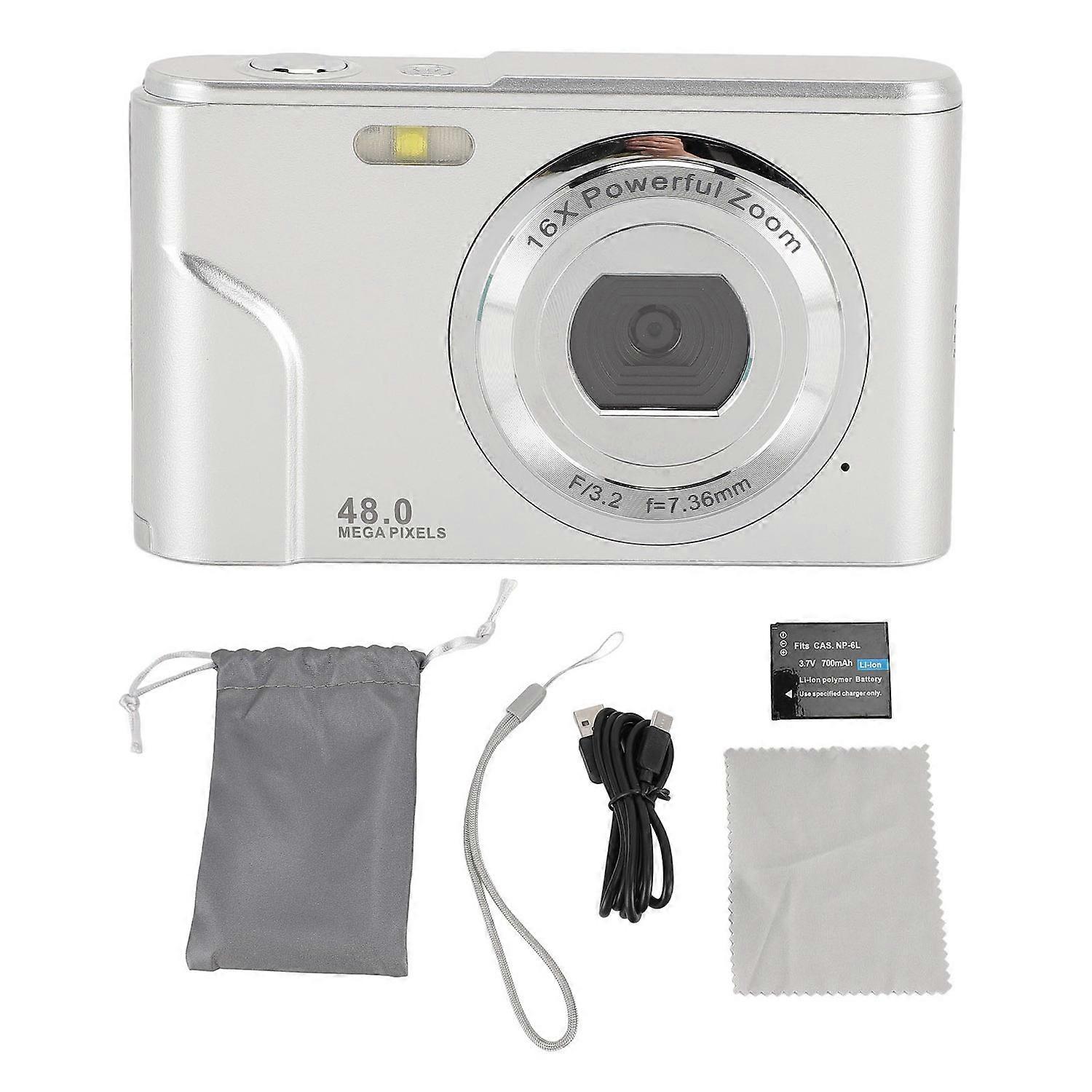 1080P Digital Camera for Kids Adults 48MP Vlogging Camera with 16X Digital Zoom 2.4 Inch IPS Display