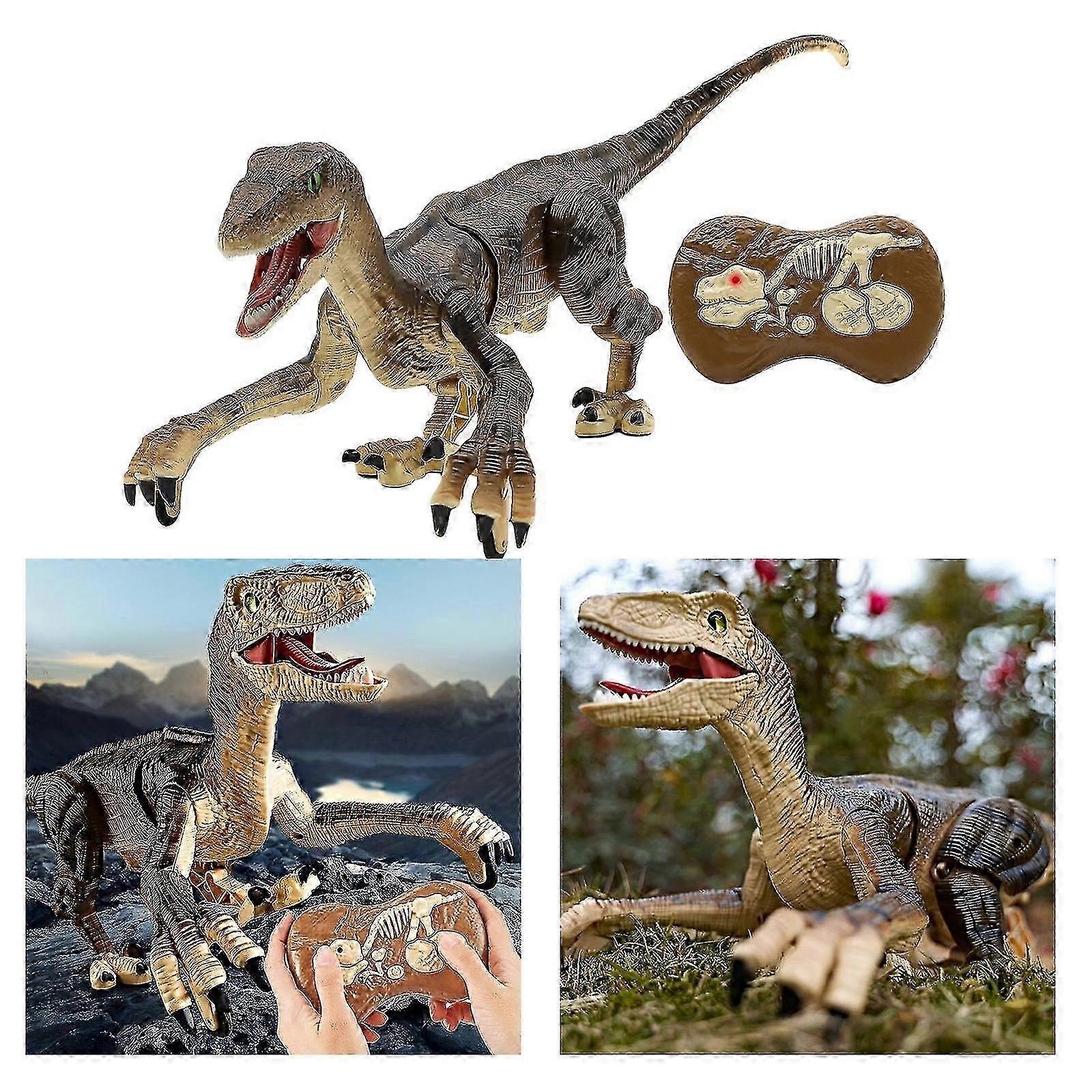 2.4Ghz Simulation Remote Control Walking Roaring Dinosaur Toy Brown