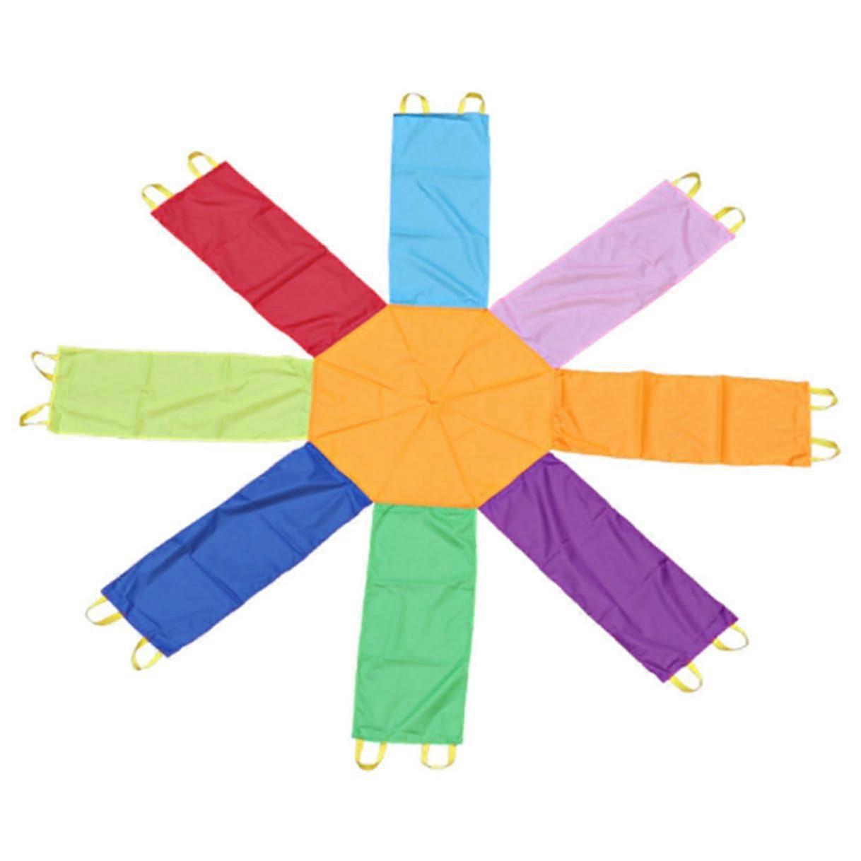 Rainbow Octagonal Parachute Nylon Material For Coordination Game, Outdoor Indoor Play, Reflex Training
