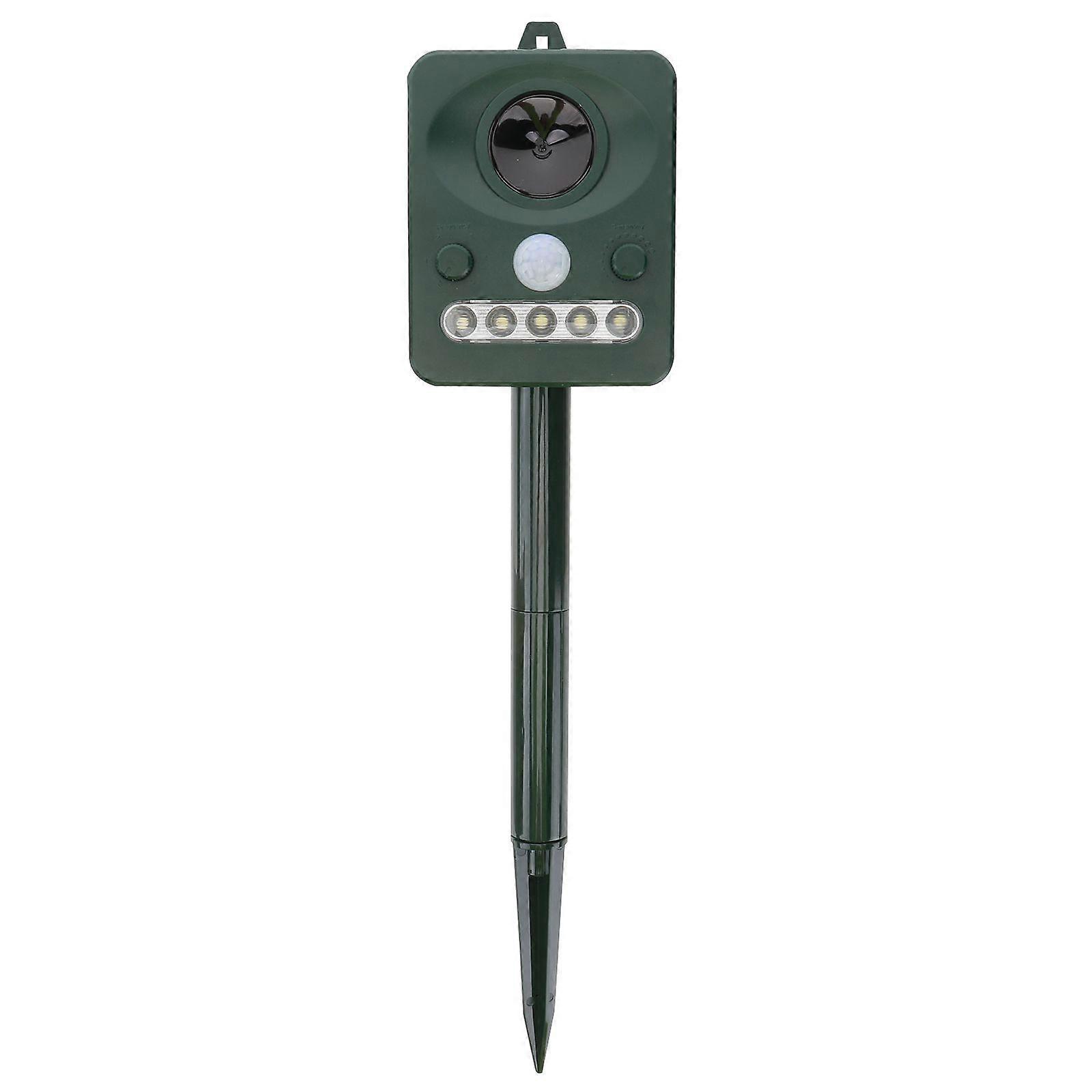 Ultrasonic Animal Repellent Solar Powered Birds Repeller with White Light Waterproof Pest Repeller with PIR Sensor for Repelling Squirrels Birds Racco