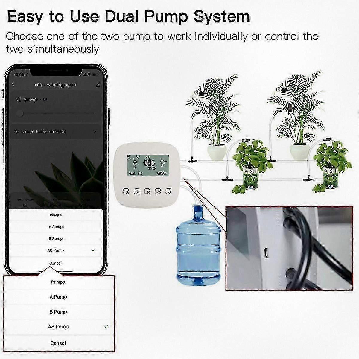 Tuya Smart WiFi Plant Watering System Automatic Drip Irrigation Controller Compatible with Alexa