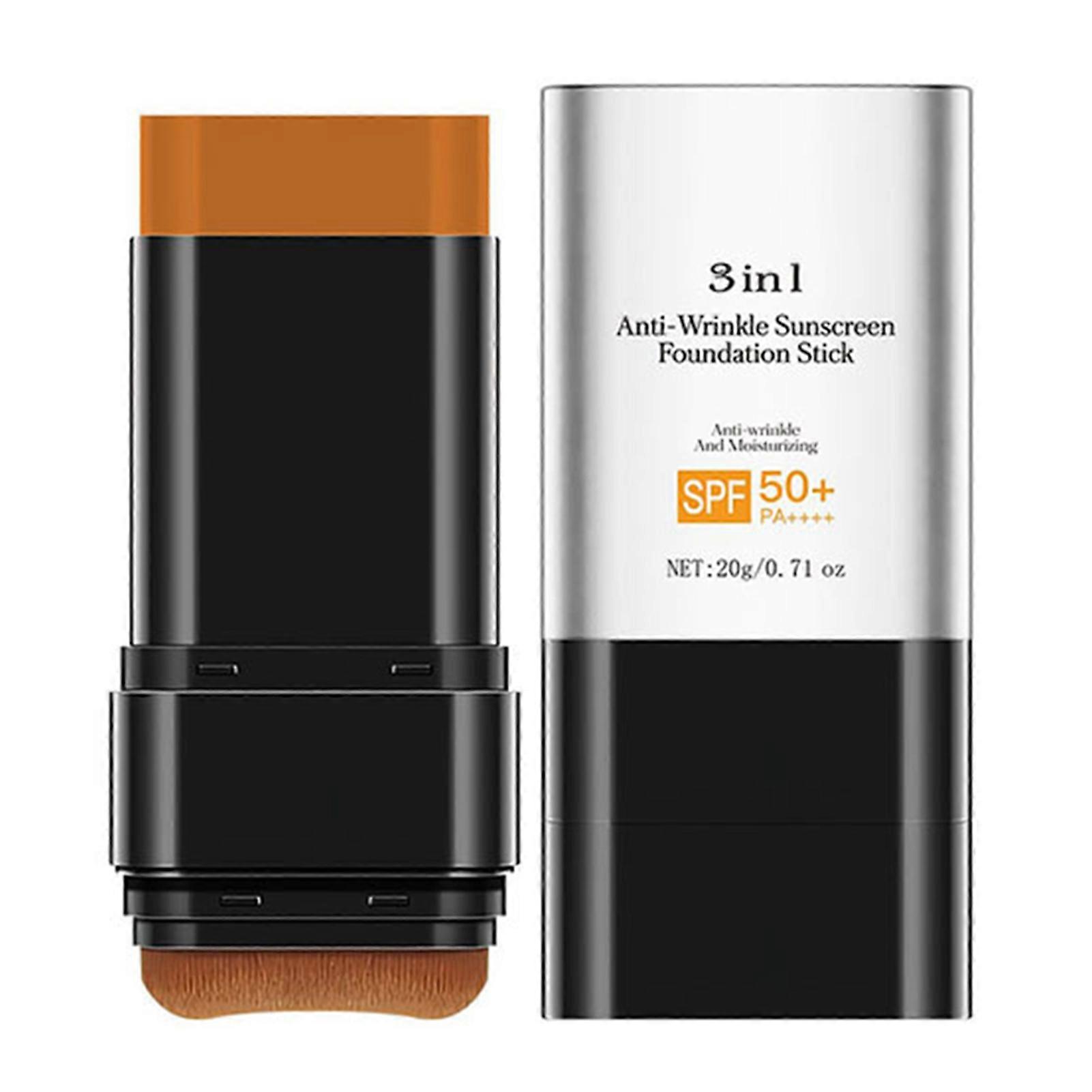 3-in-1 Anti-Wrinkle Foundation Stick with Brush - SPF50 Hydrating Lightweight Foundation, Korean Foundation Stick