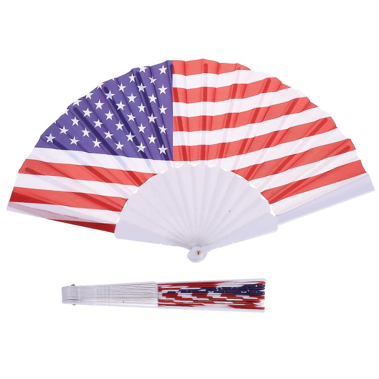 Usa Flag Foldable Fabric Fan for Decoration 2Pcs Pack