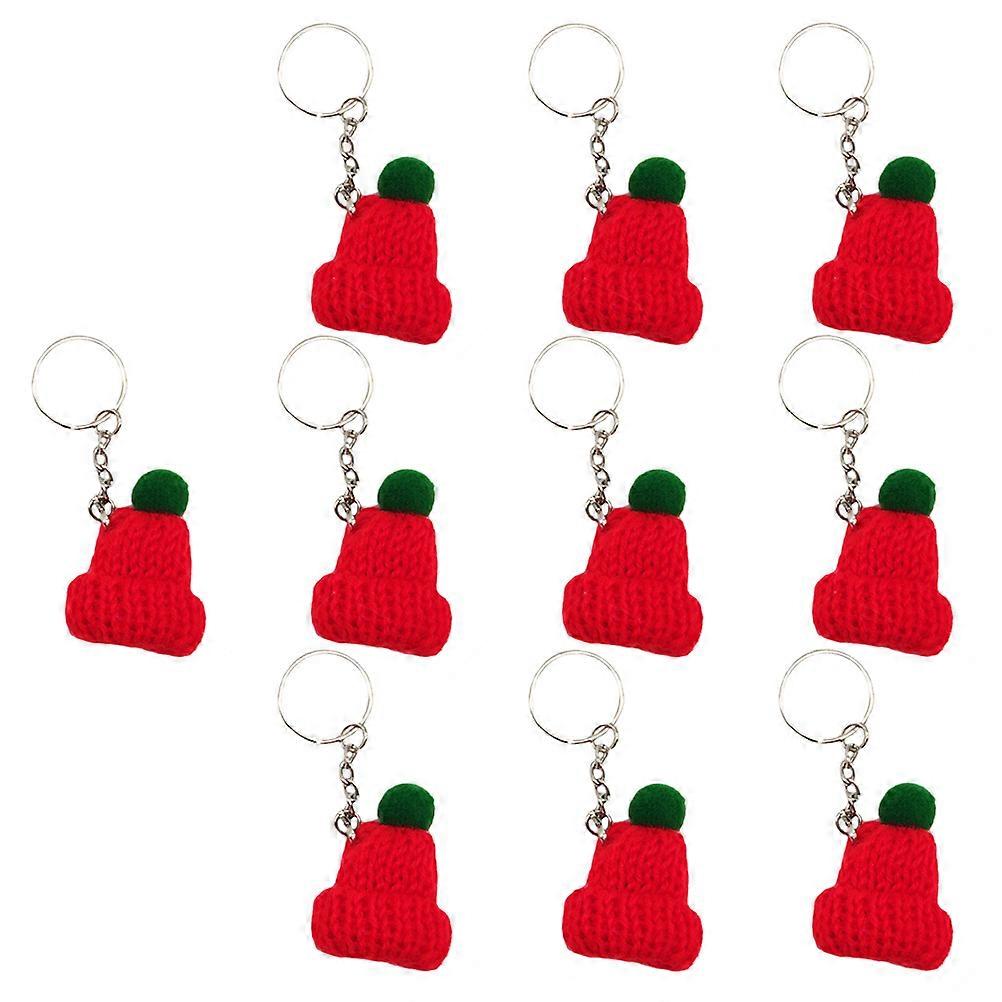 Adorable Key Decors Knit Hat Key Chains for 10Pcs Set Red