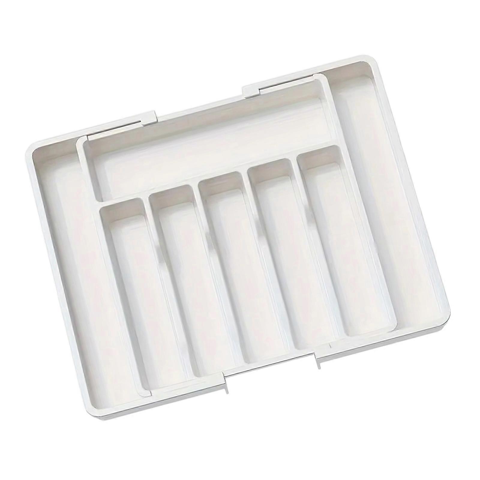 Multipurpose Storage Container Compartments For Utensils Makeup Tools  White