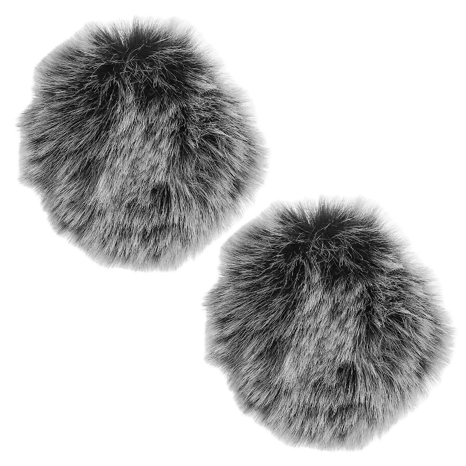Furry Microphone Cover for Lapel Wind Protection 2Pcs Grey
