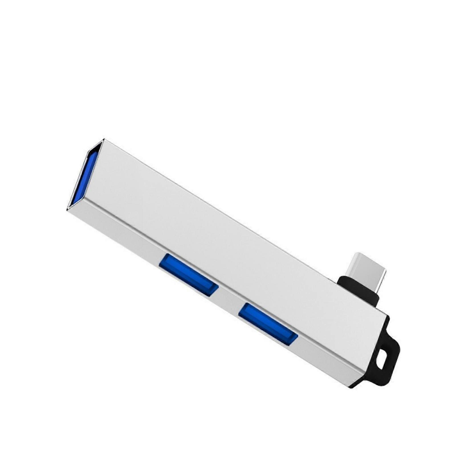 Aluminum Alloy Type C Hubs USB3.0 Expander with 3USB Port for Window, Linux, and Androids Devices Stable Data Transfer  Silver