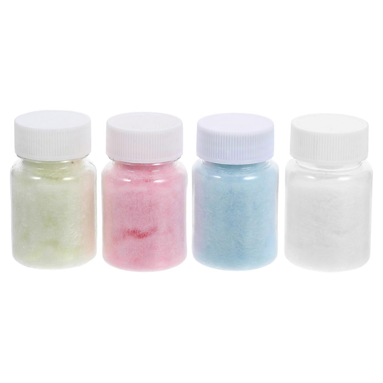 White Flocking Powder Plush Craft Material for DIY 4 Bottles Set