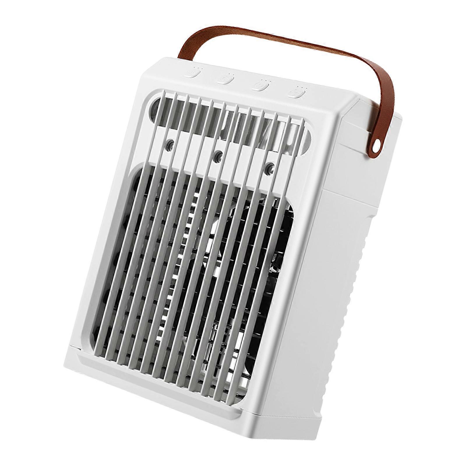 Small Air Conditioning Fan with Humidifier Function 3 Speed Setting Small Electric Fan Perfect for Office or Dorm Room  White