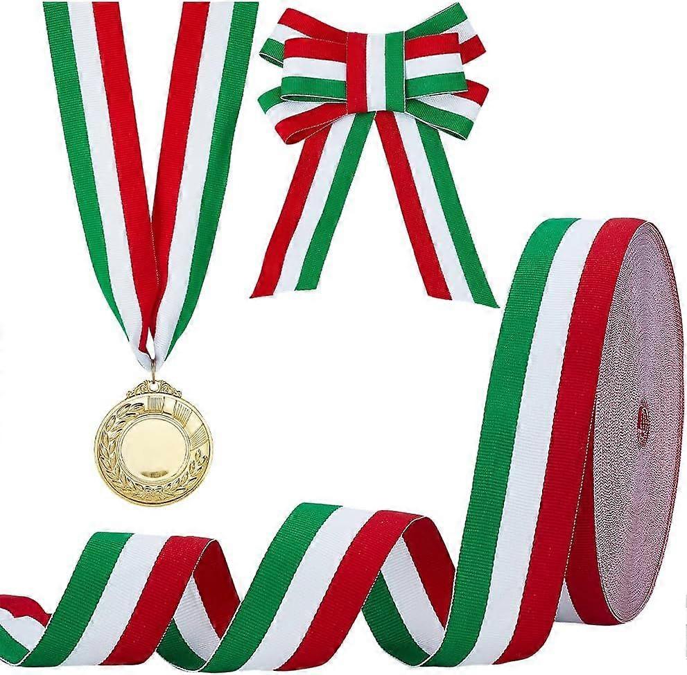 1.57 Inch Stripes Ribbon 50 Yards Red White Green Grosgrain Ribbon Italian Flag Patriotic Double Face Striped Ribbon for Gift Wrapping Crafts Party Ch