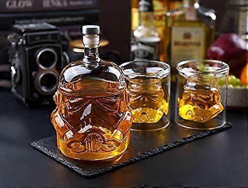 Whiskey Decanter Set Transparent Glass Bottle with 2 Tumblers for Scotch Vodka Liquor 750ml