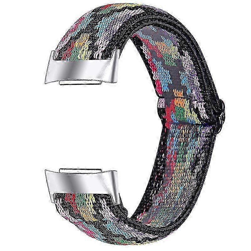 Elastic watch strap for Fitbit Charge 6/5 - Adjustable braided nylon band