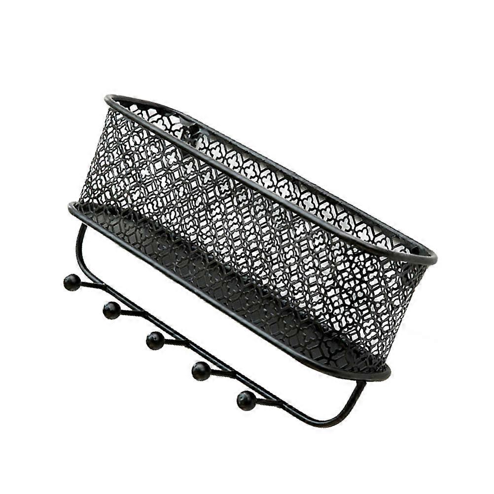 Hanging Storage Rack Wall-Mounted Storage Shelf for Home 2Pcs Black Iron