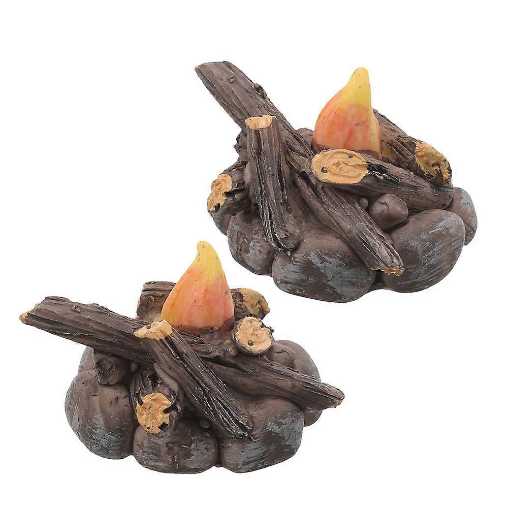 Miniature Resin Bonfire Models for Micro Landscape Decor 2Pcs Set