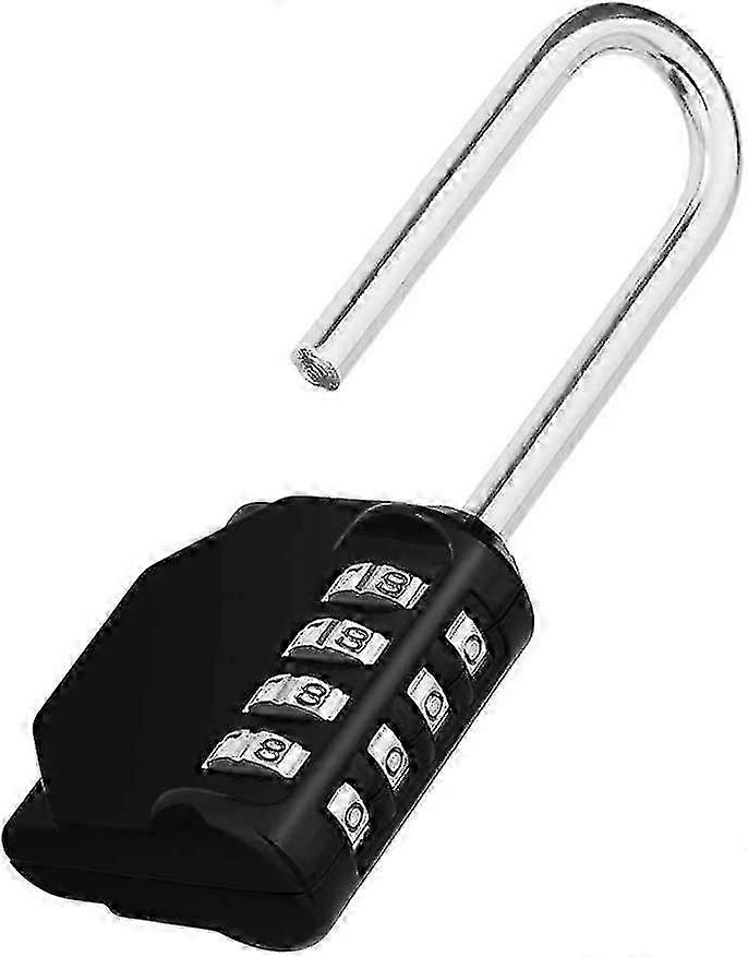 Long Exterior Code Padlock For Gate, Garden Shed, 4 Large Digits Long Combination Padlock Black Combined Lock
