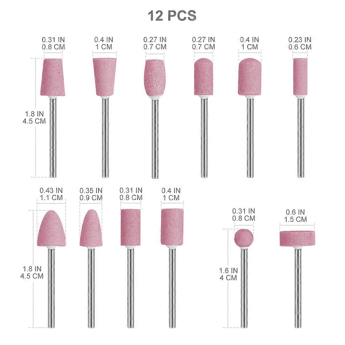 Nail Art Tools File Drill Bit Tools for Grinding 12Pcs Set