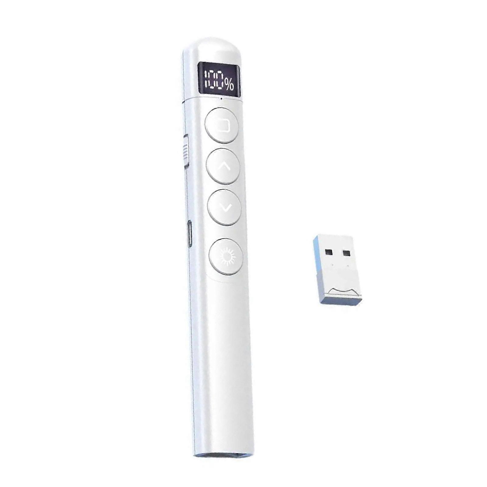 PPT Pen Wireless Remote Presenter 180mAh Rechargeable Digital Power Display for Efficient Presentations and Meetings  White