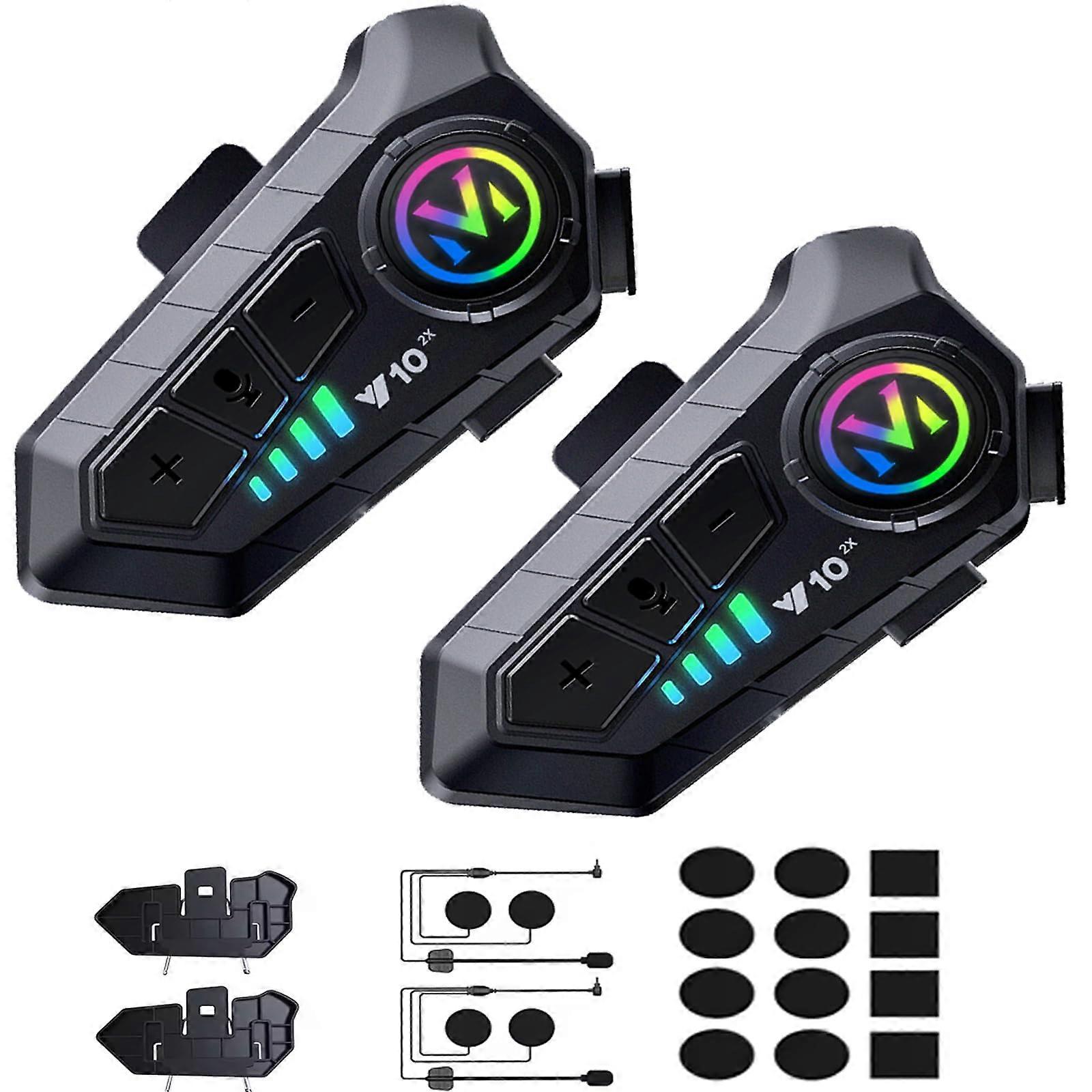 Motorcycle Bluetooth Helmet Intercom IP65 Waterproof Noise Cancelling Headset 1000FT Range 32H