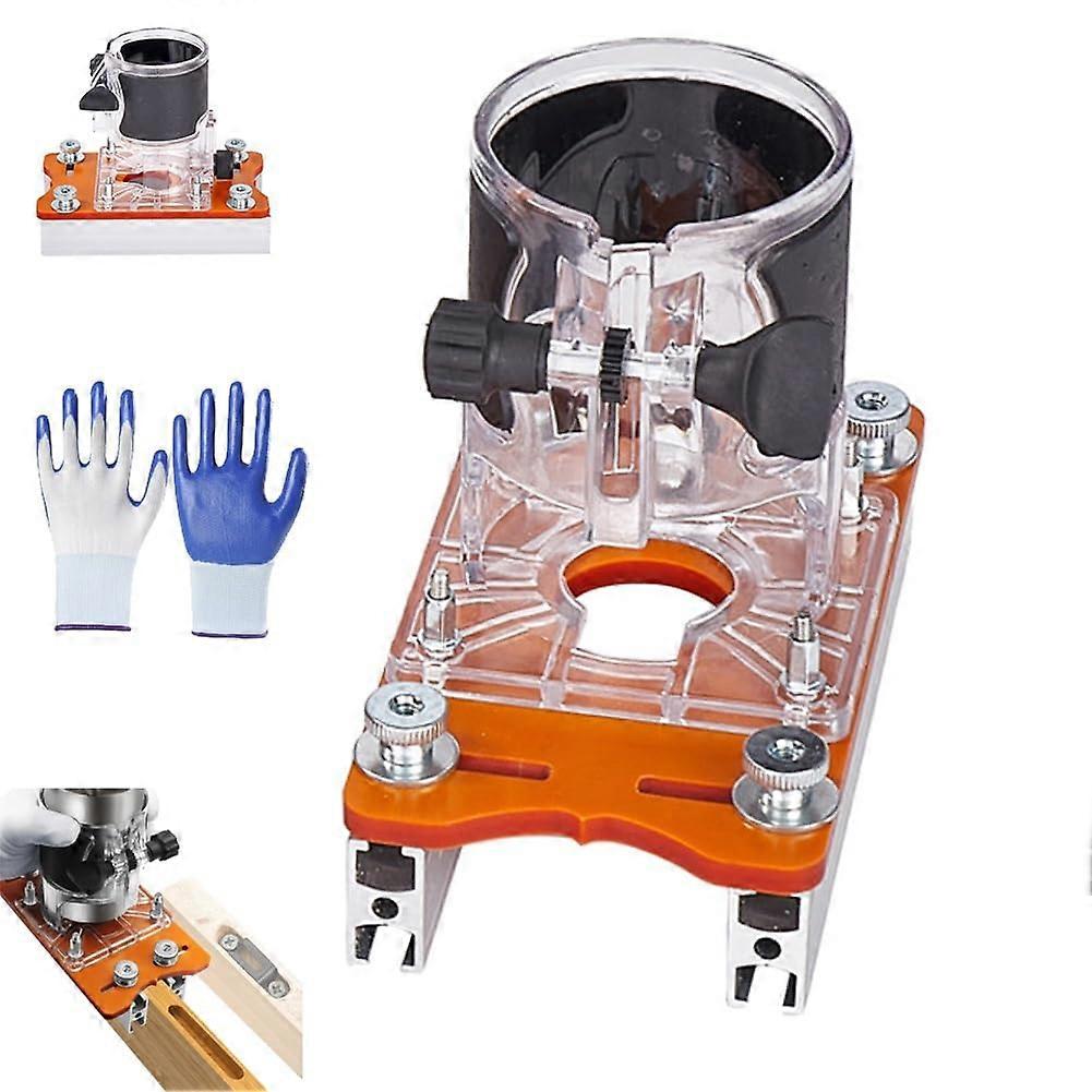 Wood Router Base Plate with Invisible Fastening System, Adjustable Slot Guide, Mortise and Tenon Jig