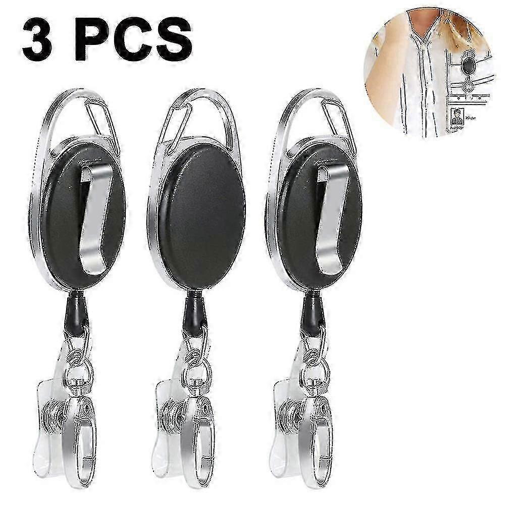 Bobine de porte-badge rétractable robuste noire