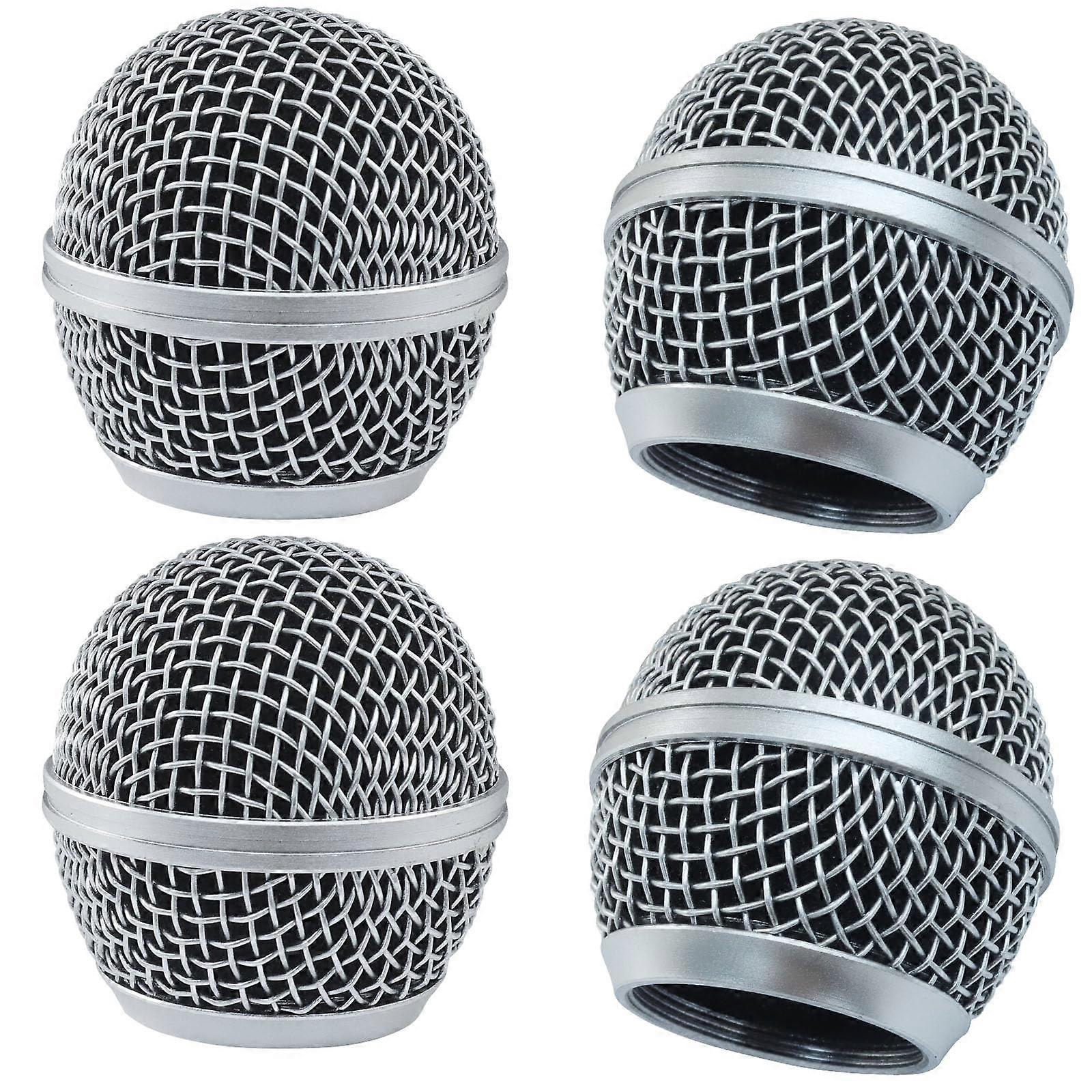 4 Pcs Silver Microphone Windscreen Grille for SM58 SM58S SM58LC Beta58A, Noise Reduction Foam