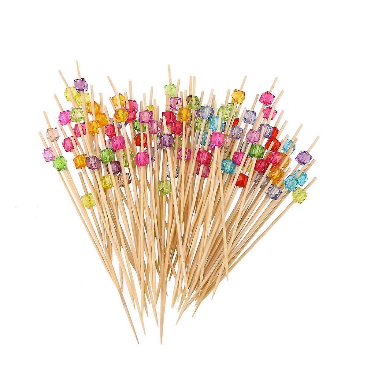Serving Toothpicks For Party Creative Handmade Square Octagonal Bead Appetizer Display 12Cm 100Pcs Bartender Use