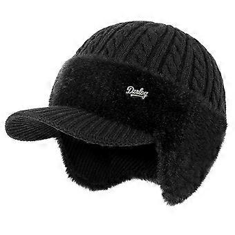 Gorro de punto cálido de invierno para hombre y mujer: gorro con forro polar y orejeras, gorro térmico grueso para mamá, papá y personas mayores.