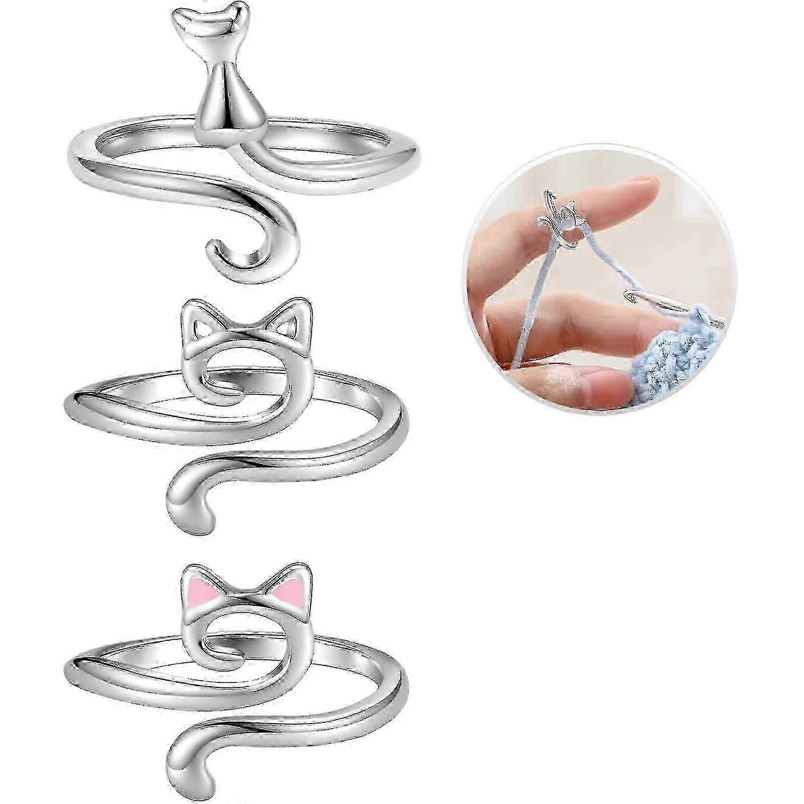 Adjustable Knitting Crochet Loop Ring Finger Yarn Guide,Yarn Guide Crochet Ring 2025