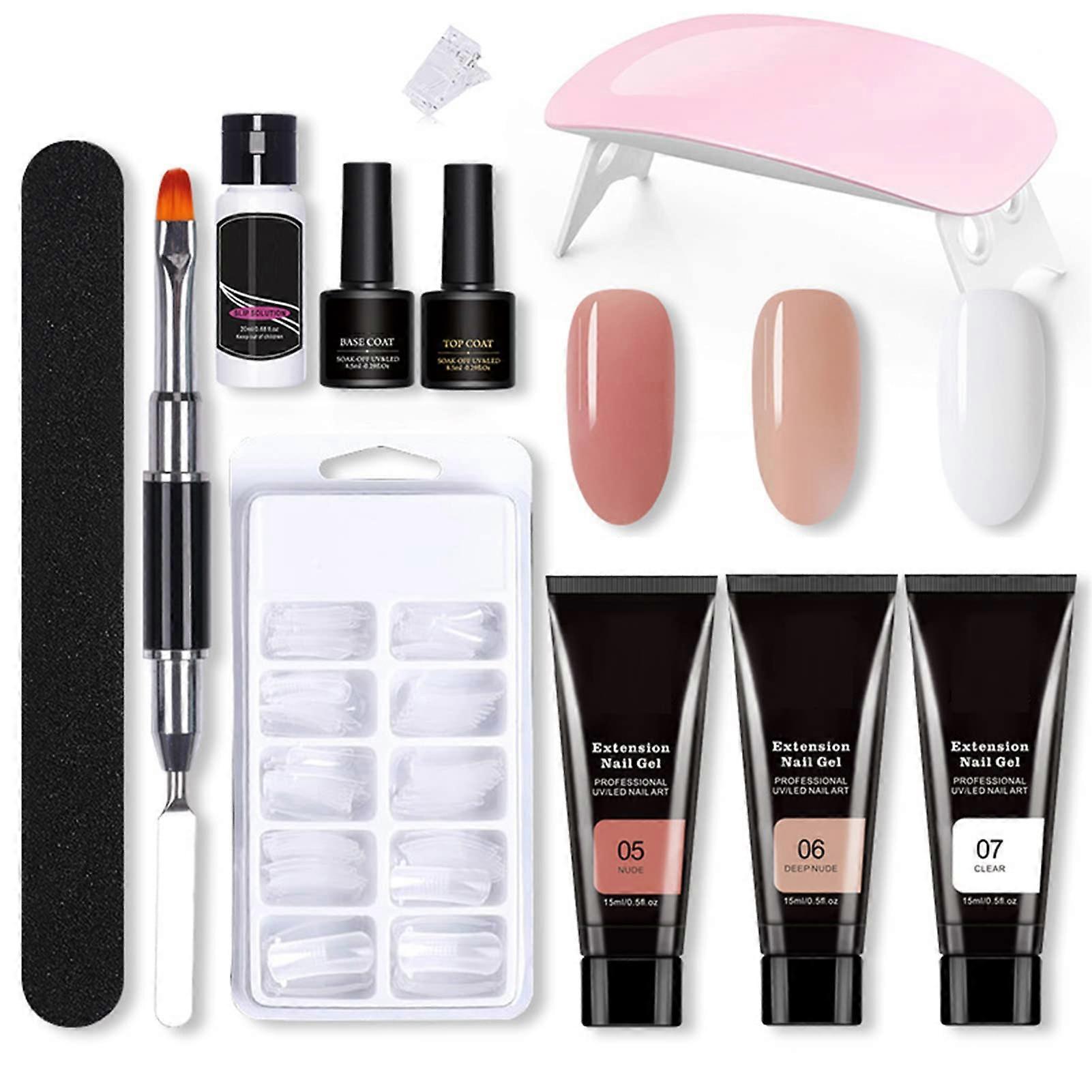 Gel Nail Extension Kit with UV Light, Professional Salon Finish, Easy Beginner Application
