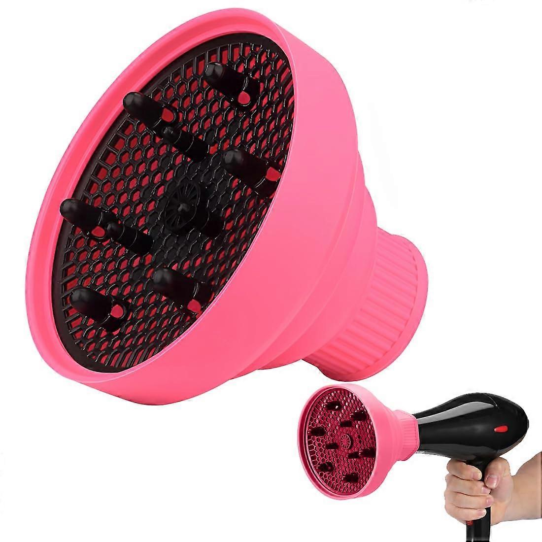 Universal Curling Hair Diffuser Foldable Silicone Attachment for Even Heat and Curl Enhancing Rose Red