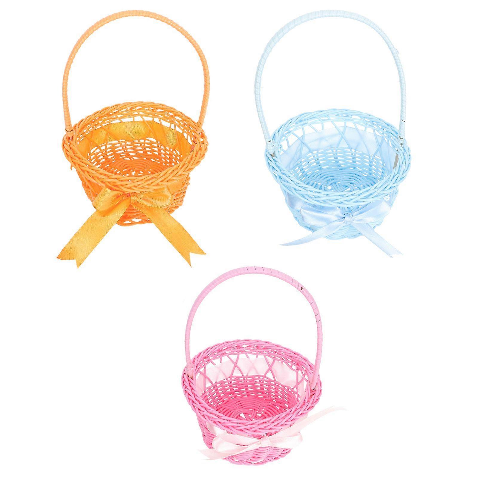3pcs Exquisite Easter Egg Baskets Handheld Baskets Creative Fruit Snack Baskets