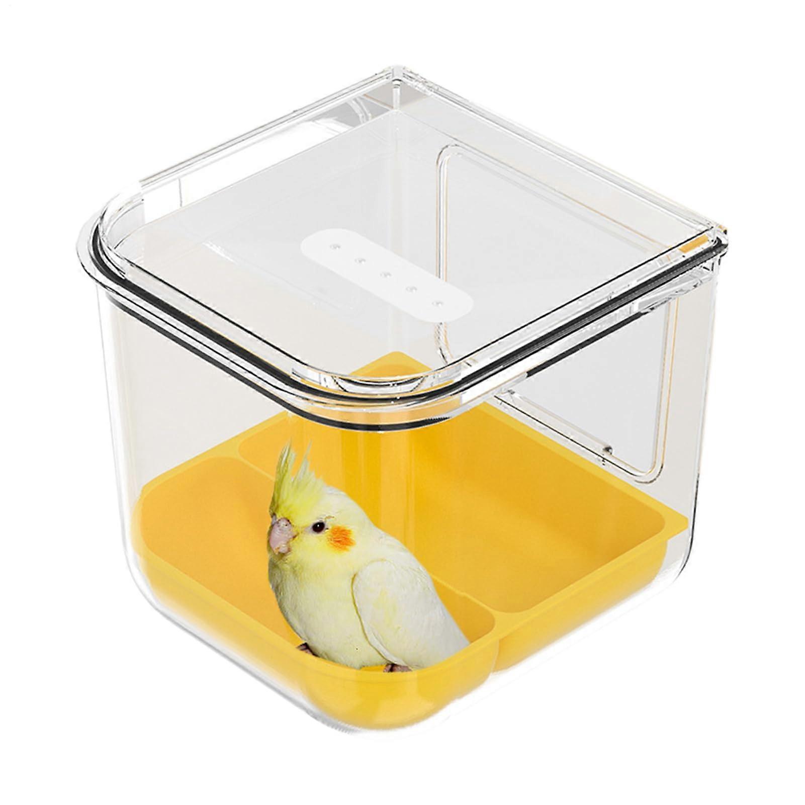 Transparent Bird Cage Feeder Bath Combo with Triple Locking Design for Parrots and Small Birds
