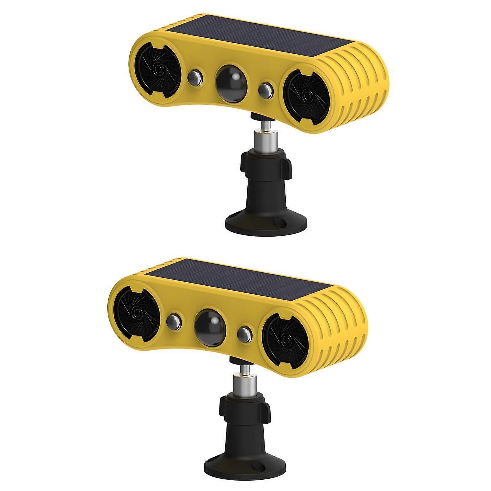 Solar Motion Sensor Alarm 2 Pcs, Waterproof Wireless Outdoor Security with Dual LED Lights 24/7