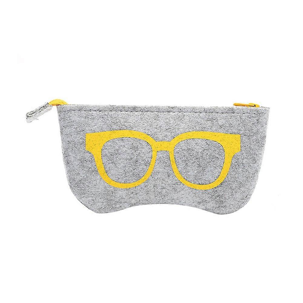 Eyeglasses Case Yellow Wool Felt ScratchResistant Sunglasses Pouch with Secure Zipper Closure